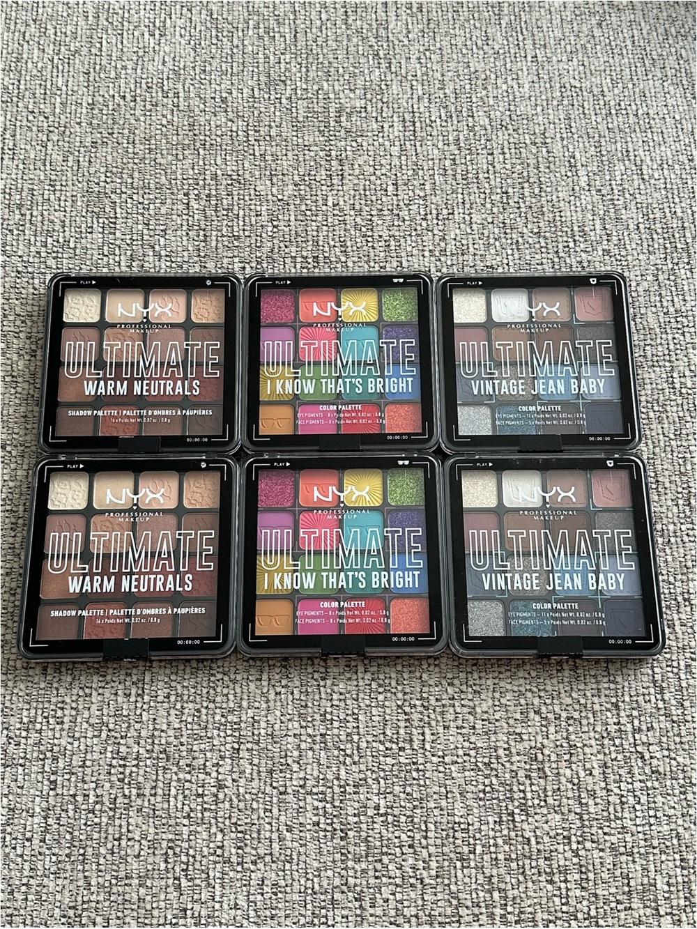 BRAND NEW NYX Ultimate Eyeshadow & Color Palette Lot of 6 (total of 48 shades)